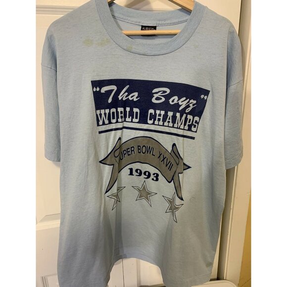 Vtg Tha Boyz World Champs Super Bowl XXVII 27 Cowboys T Shirt 1993 Screen Stars - Picture 3 of 8